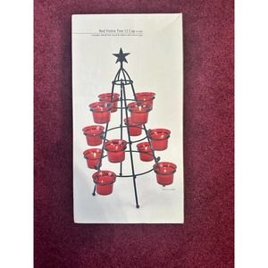 Red Votive Tree 12 Cup includes Metal Tree Stand and 12 Red Votive Cups